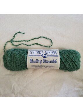 Columbia Minerva Bulky Boucle Yarn 1556 Live Mint Virgin Wool Nylon